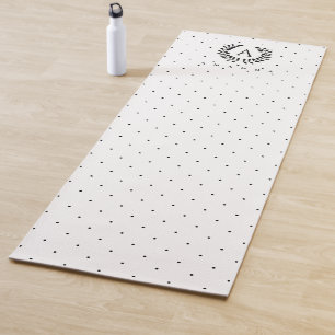 Esterilla De Yoga Patrón de lunares con monograma de laurel en blanc