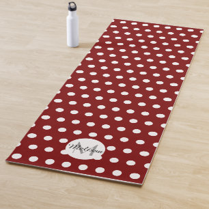 Esterilla De Yoga Patrón de lunares rojos oscuros y blancos Monogram