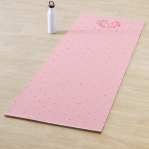 Esterilla De Yoga Patrón de lunares rosados y precioso monograma de 