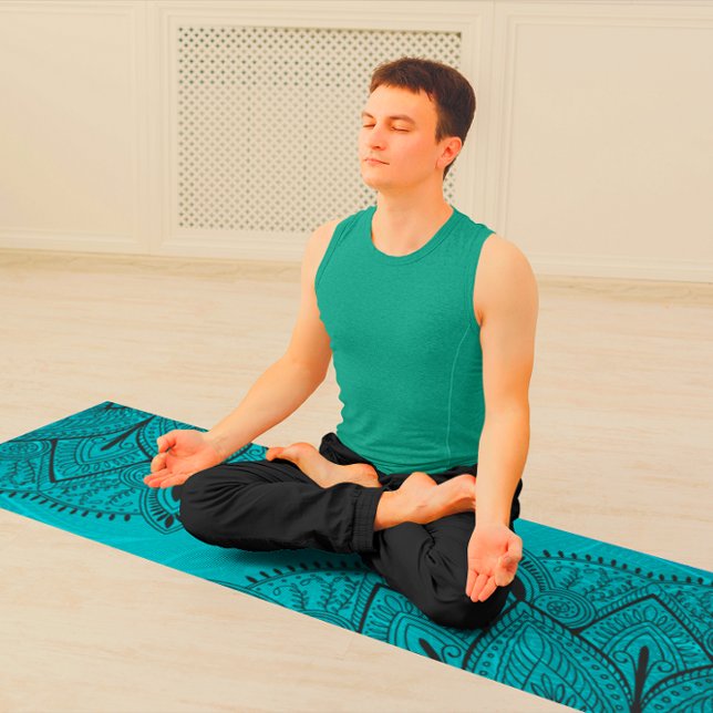 Esterilla De Yoga Patrón de Mandala Azul Ornado Negro (Subido por el creador)