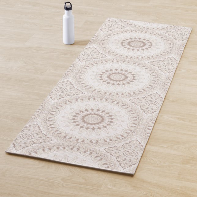 Esterilla De Yoga Patrón de Mandala Beige y Crema (In situ)