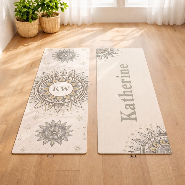 Esterilla De Yoga Patrón de Mandala Dorado Gris (Subido por el creador)