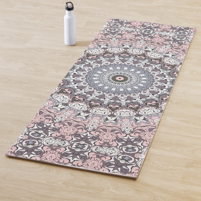 Esterilla De Yoga Patrón de Mandala Rosa Gris y Blanco (In situ)