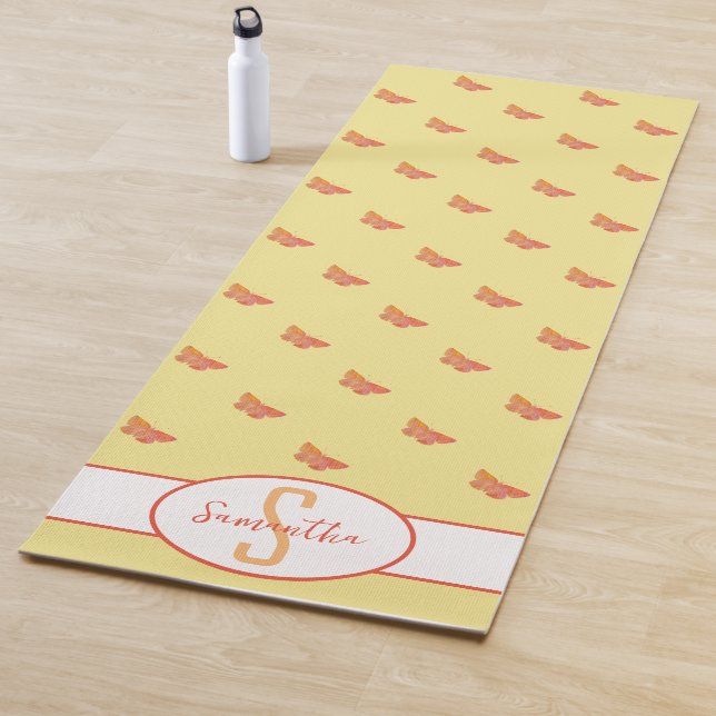 Esterilla De Yoga Patrón de mariposa Monograma amarillo giratorio mo (In situ)