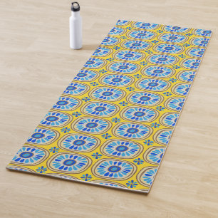 Esterilla De Yoga Patrón de mosaico de margarita mexicano retro redo
