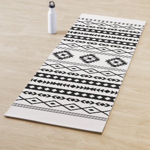 Esterilla De Yoga Patrón de motivos mixtos azteca negro sobre blanco