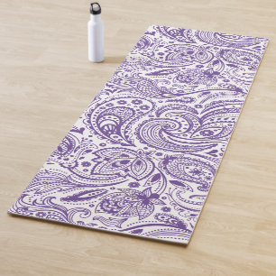 Esterilla De Yoga Patrón de paisley morado y blanco