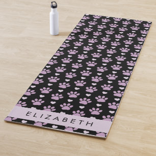 Esterilla De Yoga Patrón De Patas, Patas Lilac, Corazones, Tu Nombre