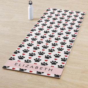 Esterilla De Yoga Patrón De Patas, Patas Negras, Corazones Rojos, Tu