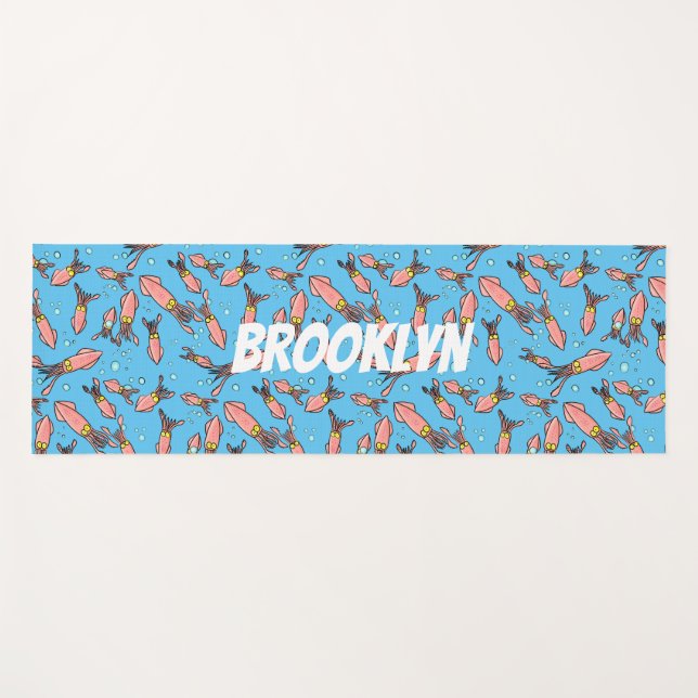 Esterilla De Yoga Patrón de personalizado de calamar rosa gracioso (Anverso (horizontal))