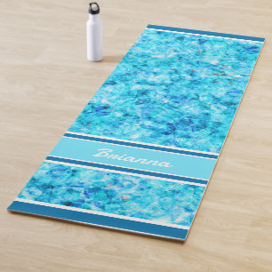 Esterilla De Yoga Patrón de polígono turquesa de agua azul brillante