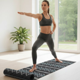 Esterilla De Yoga Patrón de punto acogedor negro y gris