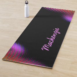 Esterilla De Yoga Patrón de punto rosado con nombre en NEGRO