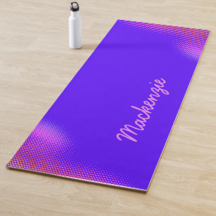 Esterilla De Yoga Patrón de punto rosado con nombre en VIOLETO BRILL