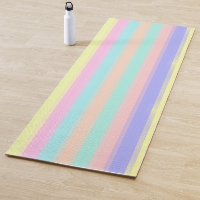 Esterilla De Yoga Patrón de rayas pasteles verdes rosas azules (In situ)