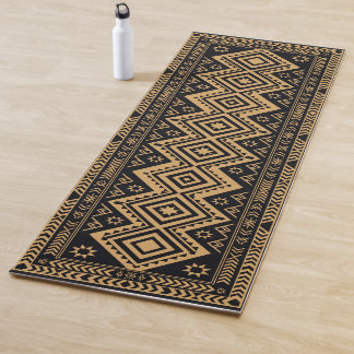 Esterilla De Yoga Patrón de Superficie Abstracto Boho Oro Negro