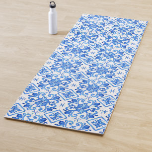 Esterilla De Yoga Patrón de Toile Francés Azul
