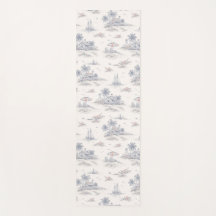 Patrón de Toile Francés Tropical Costero Azul
