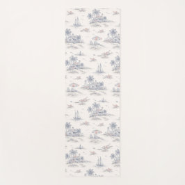 Esterilla De Yoga Patrón de Toile Francés Tropical Costero Azul