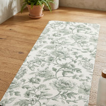 Patrón de Toile Vintage Floral Verde Salvia