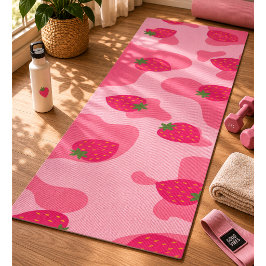 Esterilla De Yoga patrón de vaca fresa kawaii