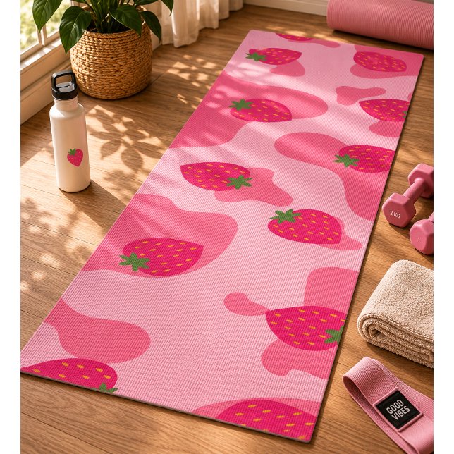 Esterilla De Yoga patrón de vaca fresa kawaii (Subido por el creador)