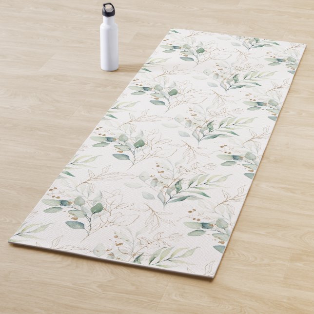 Esterilla De Yoga Patrón de vegetación floral Mint Green Pastel (In situ)
