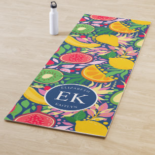 Esterilla De Yoga Patrón de verano de color acuático monograma de fr