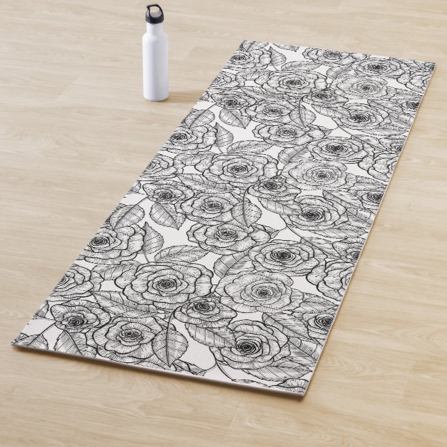 Esterilla De Yoga Patrón dibujado a mano por los rosas (In situ)