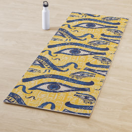 Esterilla De Yoga Patrón egipcio amarillo y azul - Ojo de Horus