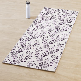 Esterilla De Yoga Patrón floral boho moderno ciruela blanco