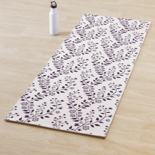 Esterilla De Yoga Patrón floral boho moderno ciruela blanco