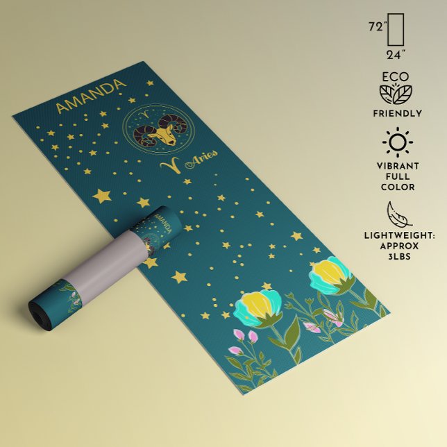 Esterilla De Yoga Patrón floral botánico acuarela Yoga Instructor  (Watercolor botanical floral pattern Aries Yoga Mat)