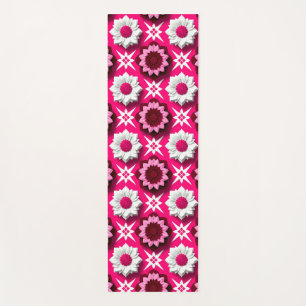 Esterilla De Yoga Patrón floral con loto rosa y blanco vibrante