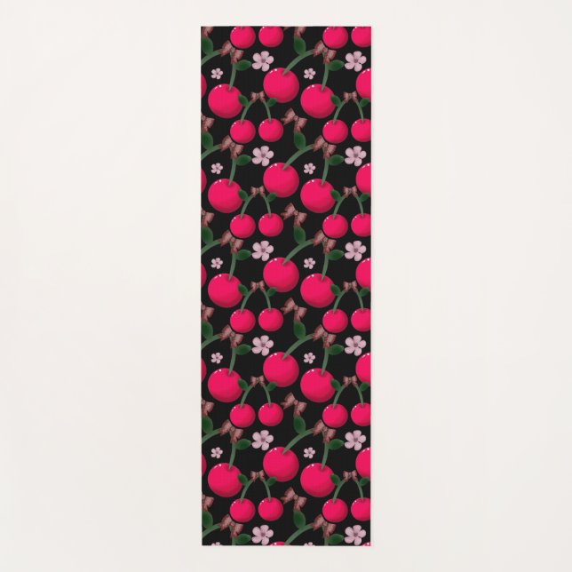 Esterilla De Yoga Patrón floral de cereza (Anverso)