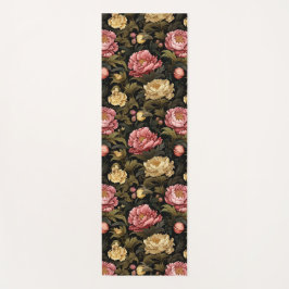 Esterilla De Yoga Patrón Floral de Peonía Vintage Oscuro