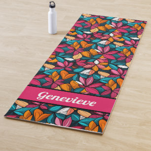 Esterilla De Yoga Patrón floral fantástico de nombre personalizado