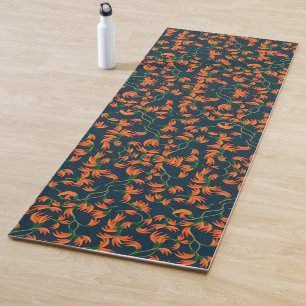 Esterilla De Yoga Patrón floral naranja fluido