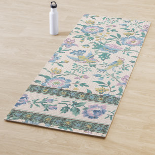 Esterilla De Yoga Patrón Floral Pastel de Pájaro Vintage Chinoiserie