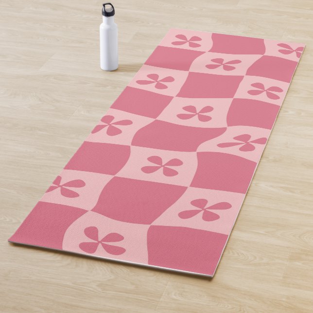 Esterilla De Yoga Patrón floral retro-rosado controlado (In situ)