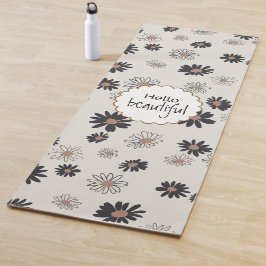 Esterilla De Yoga Patrón floral rosado negro Daisies