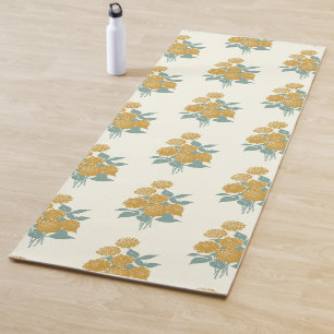 Esterilla De Yoga Patrón floral vintage Mostaza Amarillo otoño