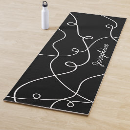 Esterilla De Yoga Patrón geométrico de bucles blancos sobre negro y 