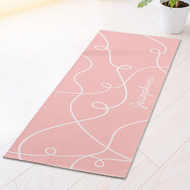 Esterilla De Yoga Patrón geométrico de bucles blancos sobre rosa y n