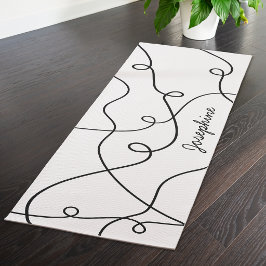 Esterilla De Yoga Patrón geométrico de bucles en negro sobre blanco 