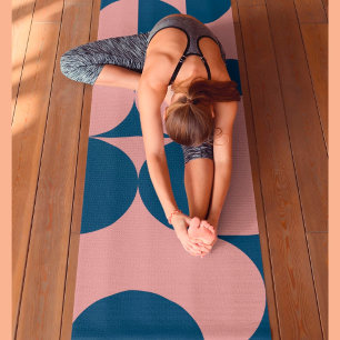 Esterilla De Yoga Patrón geométrico de círculo retro rosa y azul