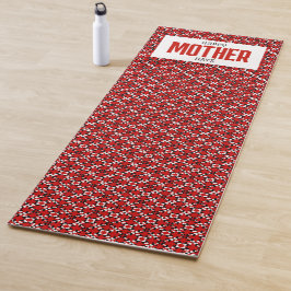 Esterilla De Yoga Patrón geométrico de píxeles rojo, negro y blanco