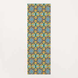 Esterilla De Yoga Patrón geométrico fractal azul y amarillo
