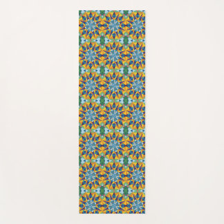 Esterilla De Yoga Patrón geométrico fractal azul y amarillo