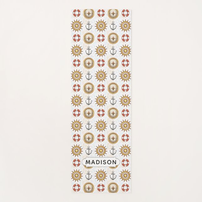 Esterilla De Yoga Patrón náutico nombre personalizado yoga mate (Anverso)